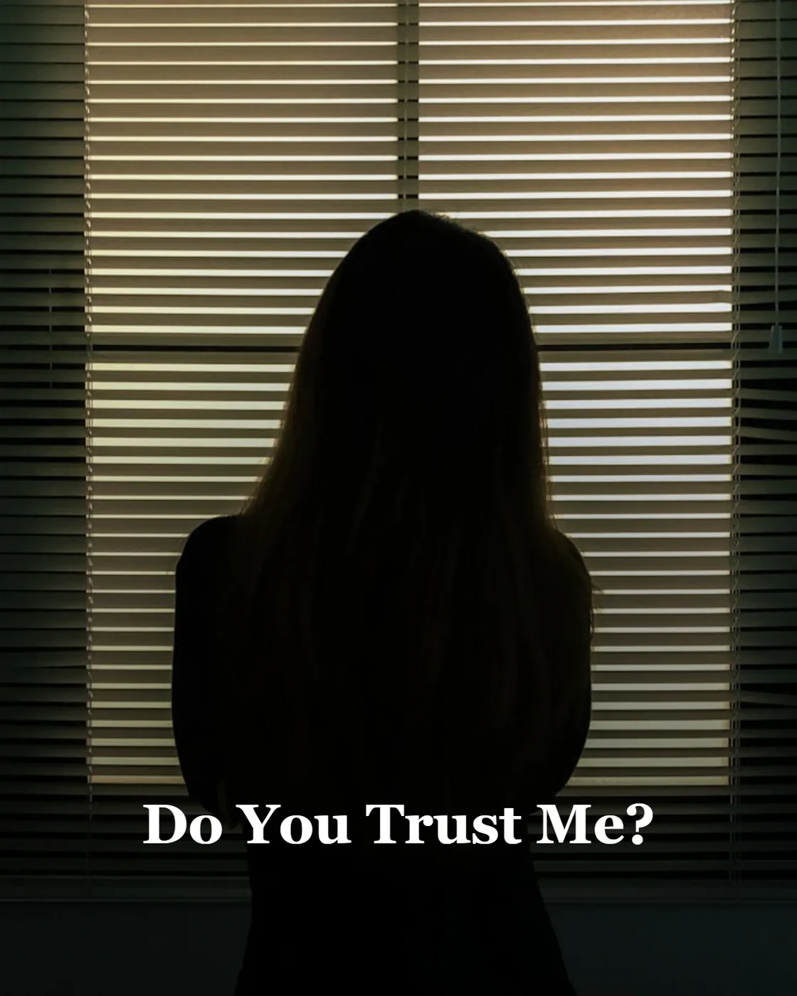 woman in black shirt standing near window blinds