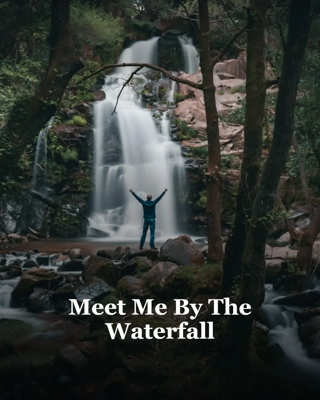 person standing on rock near waterfalls during daytime